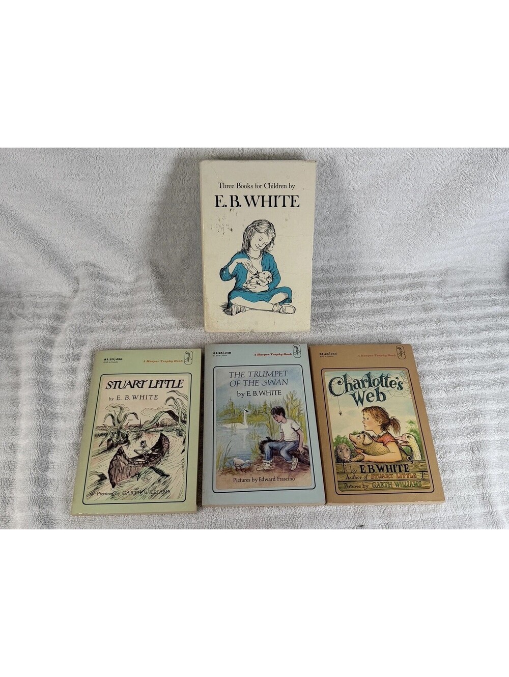 Vintage Three Books For Children By E. B. WHITE, Box set of 3 Stuart Little Etc